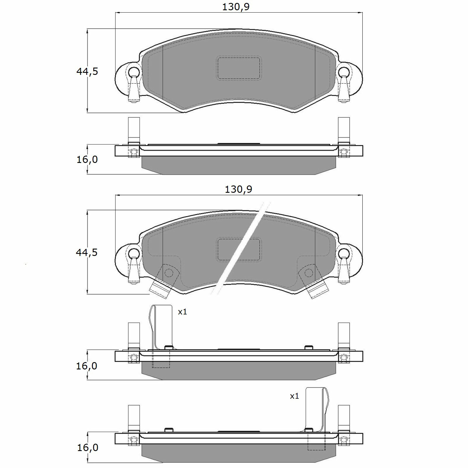 Sada brzdových destiček, kotoučová brzda TOMEX Brakes